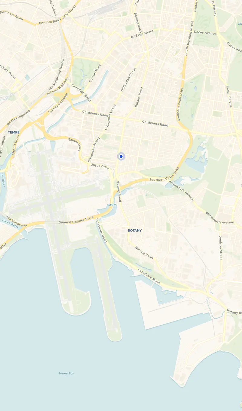 Map of the Mascot service area and the surrounding suburbs we cover.